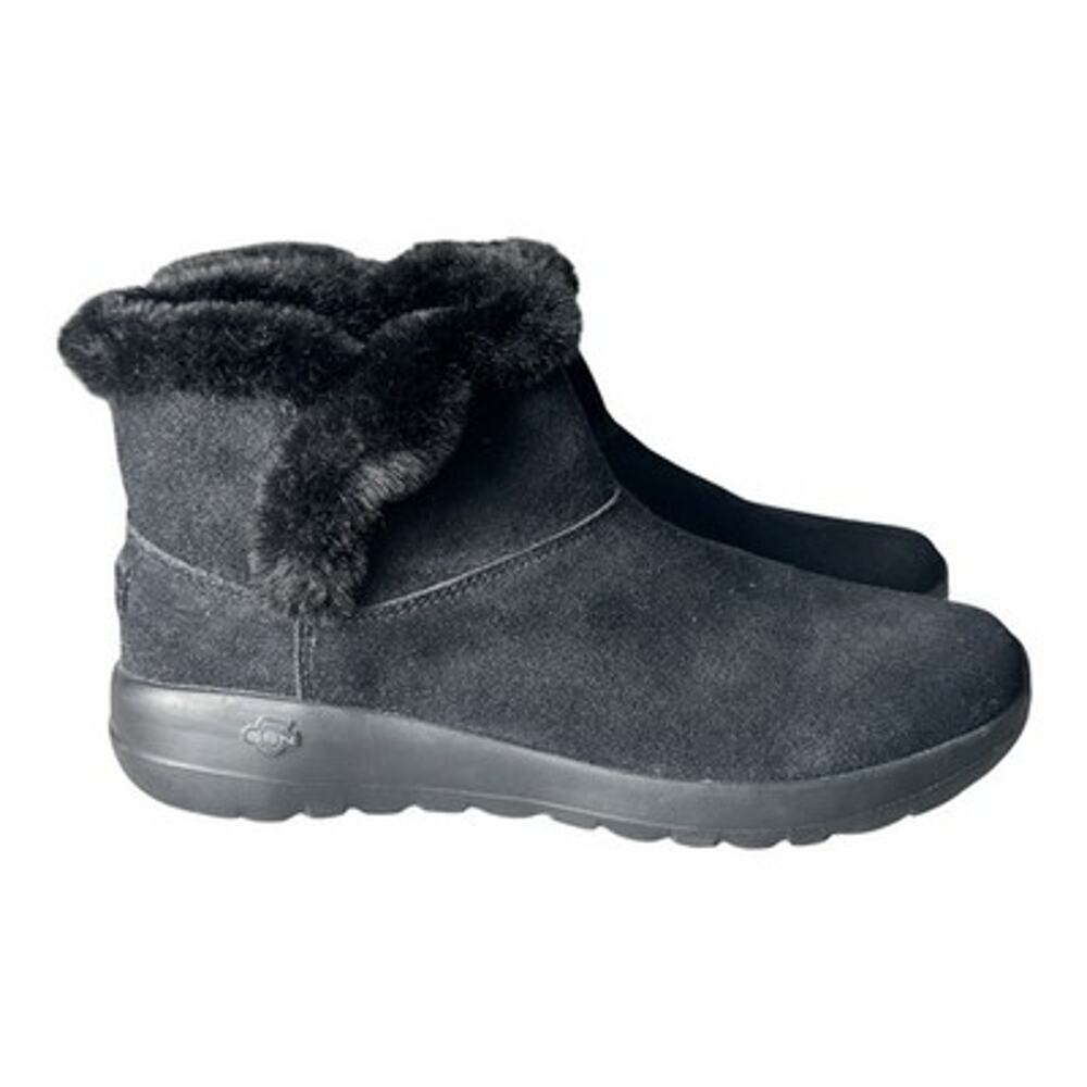 Skechers Womens On-The-Go Joy Bundle Up Winter Boots Black Leather Faux Fur 9.5